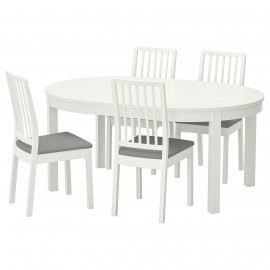 Стол и 4 стула, белый/Рамна светло-серый