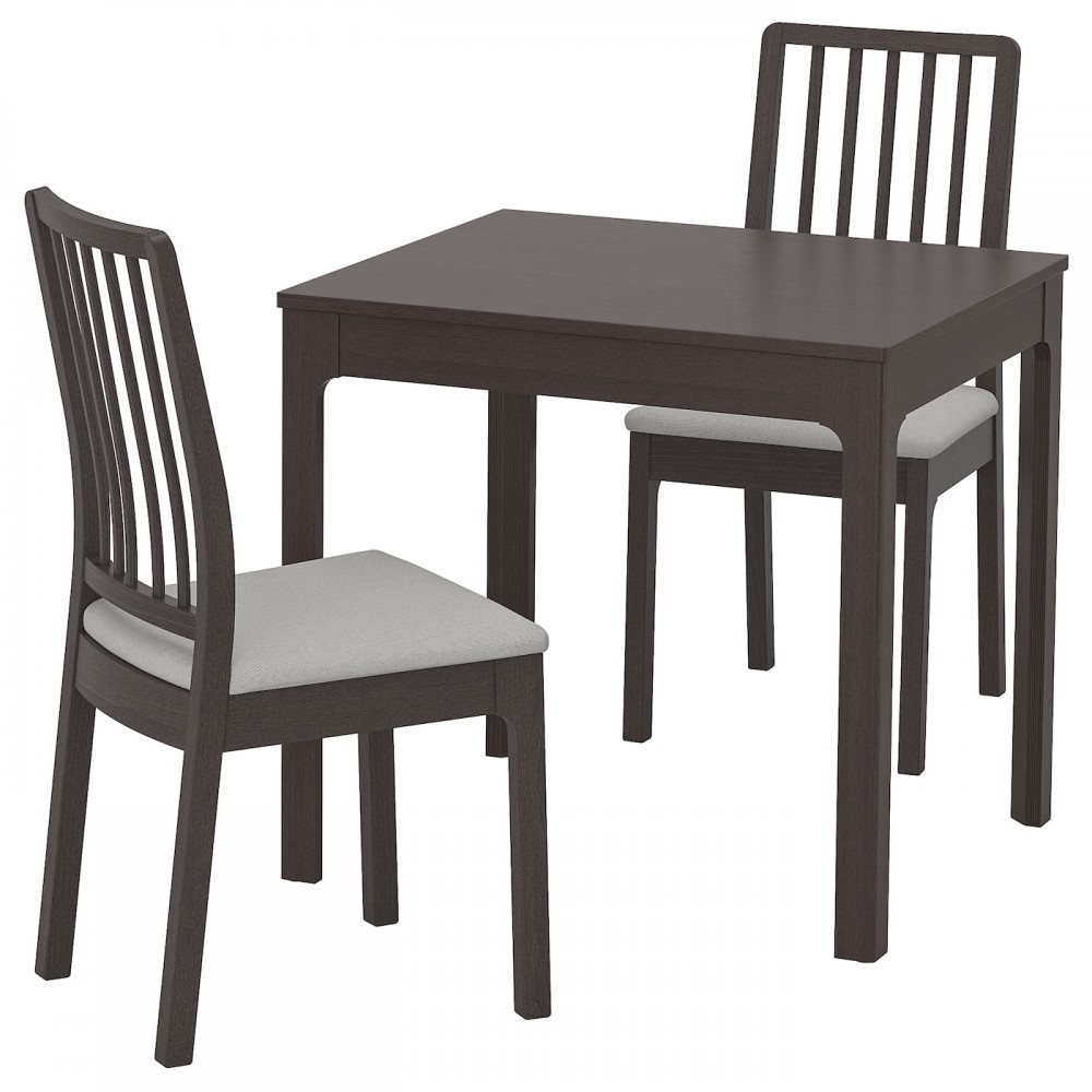 Стол и 2 стула, темно-коричневый/Рамна светло-серый