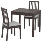 Стол и 2 стула, темно-коричневый/Рамна светло-серый
