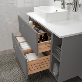 Комплект мебели для ванной,7 предм., Гилльбурен темно-серый/под мрамор БРОГРУНД смеситель